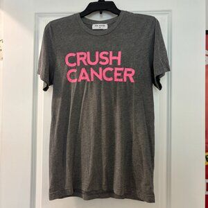 Pink Fighter Crush Cancer Gray T Shirt with Pink Lettering